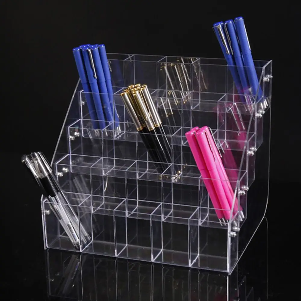 2/3/4/5 Layer Mark Pen Holder Transparent Large Capacity Stationery Display Shelf Space-Saving Pen Tray Pencil Organizer