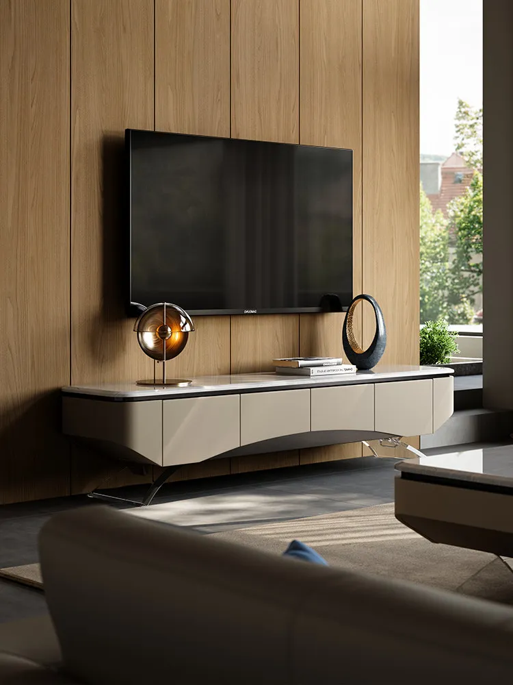 

Marble TV Cabinet, Floor Cabinet Villa Living Room Luxury House, High-end Luxury Stone Coffee Table TV Cabinet Combination