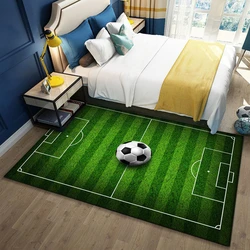 Tapis de terrain de football de dessin animé pour garçons et enfants, tapis de sol de grande surface, salon et chambre à coucher, couverture de chevet complète