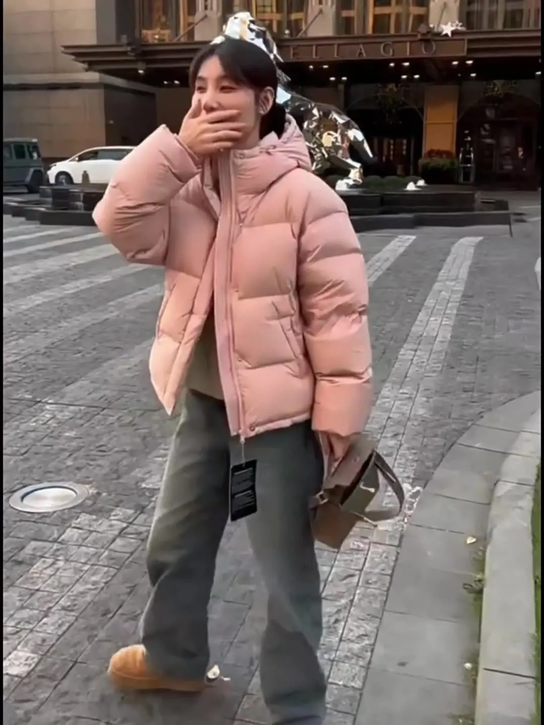 

Sweet Sle ort Puffer Jaet Women's Loose Fit Warmth Bread Clothes Hooded Du down Coat Young-looking able Faion