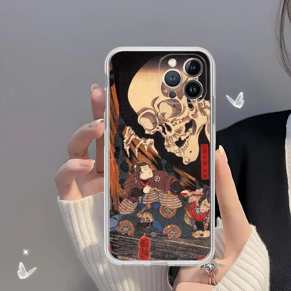 Ukiyo-e Japanese Style Art Phone Case For IPhone 15 14 13 12 Mini 11 Pro XS Max X XR SE 6 7 8 Plus Soft Silicone Cover