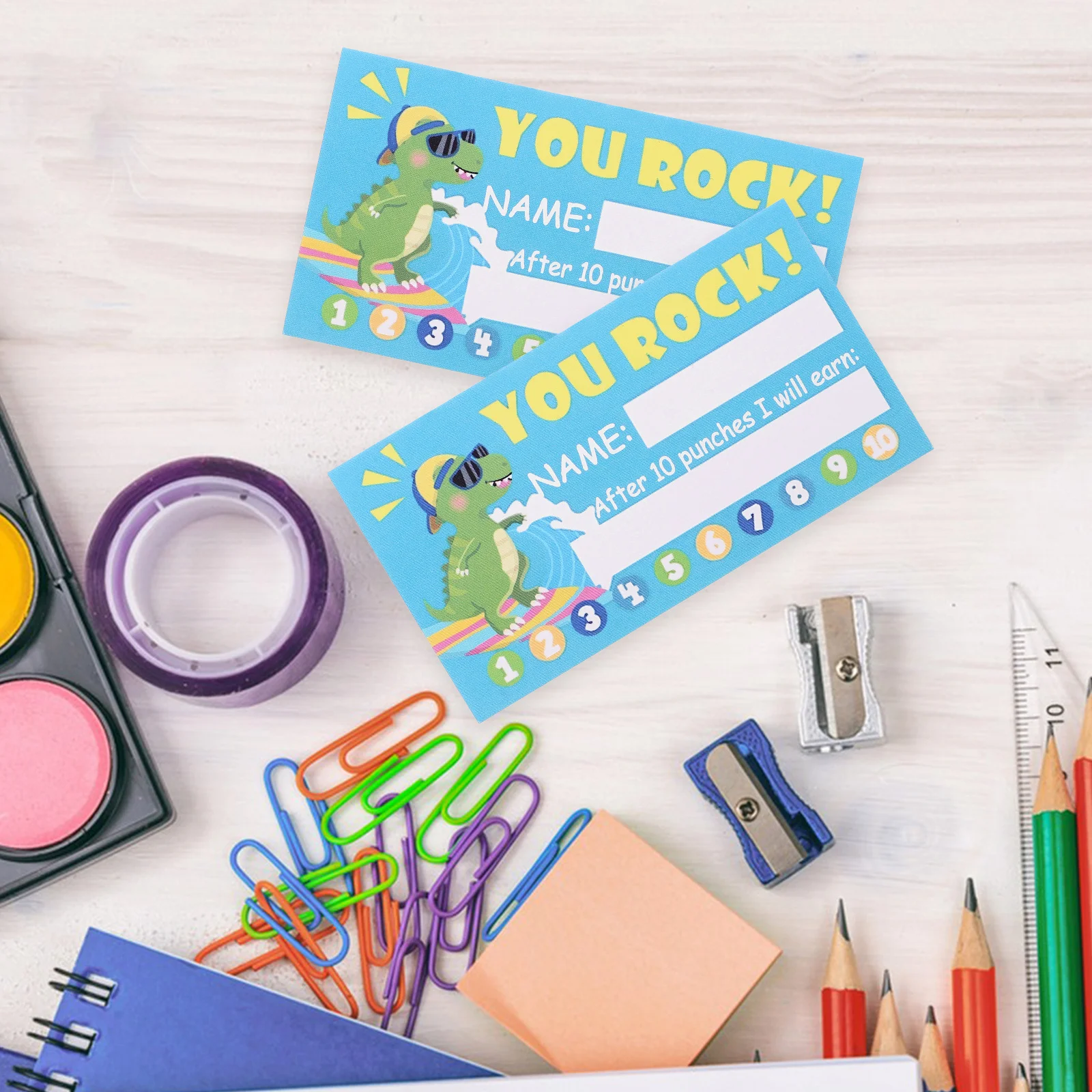 

250Pcs Punch Cards Reward Incentive Award with Name Column for Classroom Education Motivation Tools Loyalty Cards