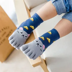 Kawaii Children Socks Cotton Animal Pattern Boys Girls Socks Toe Socks For Kids Five Finger Sock Winter Fall 2024 New