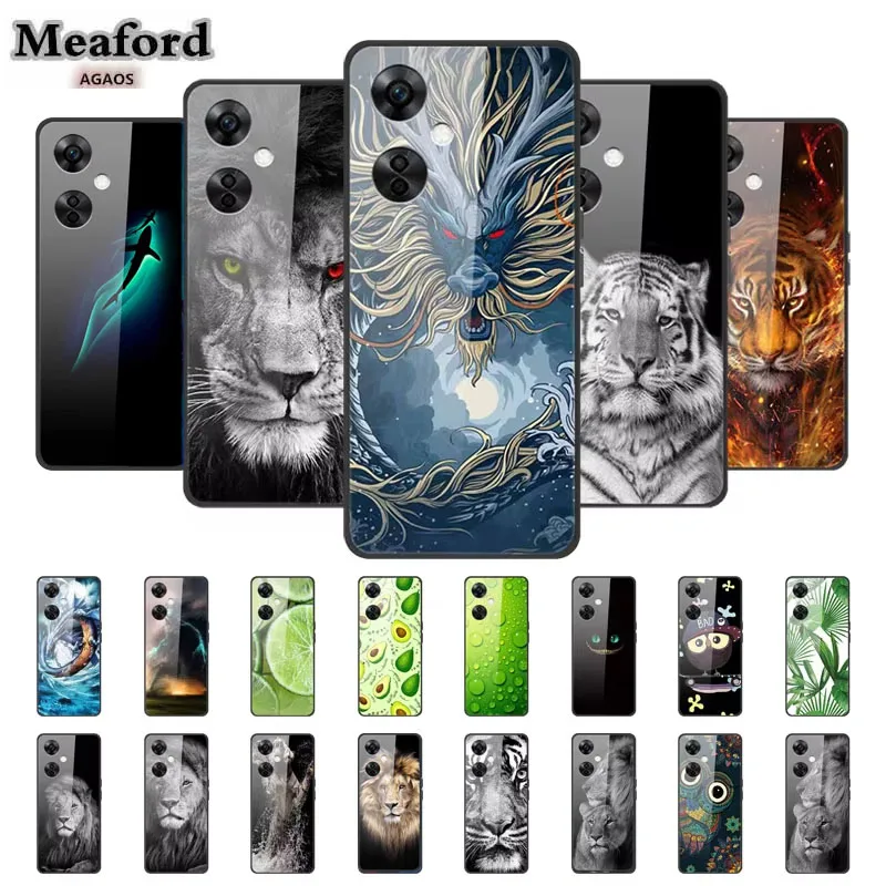 Luxury Phone Case for OnePlus Nord CE 3 Lite Tempered Glass Cover Animal for OnePlus Nord CE 3 Lite TPU Bumper CPH2467 CPH2465