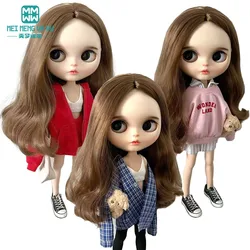 28cm Blyth Azone OB22 OB24 Doll Clothes Accessories Fashion Sweatshirt jacket red, black, white, gray