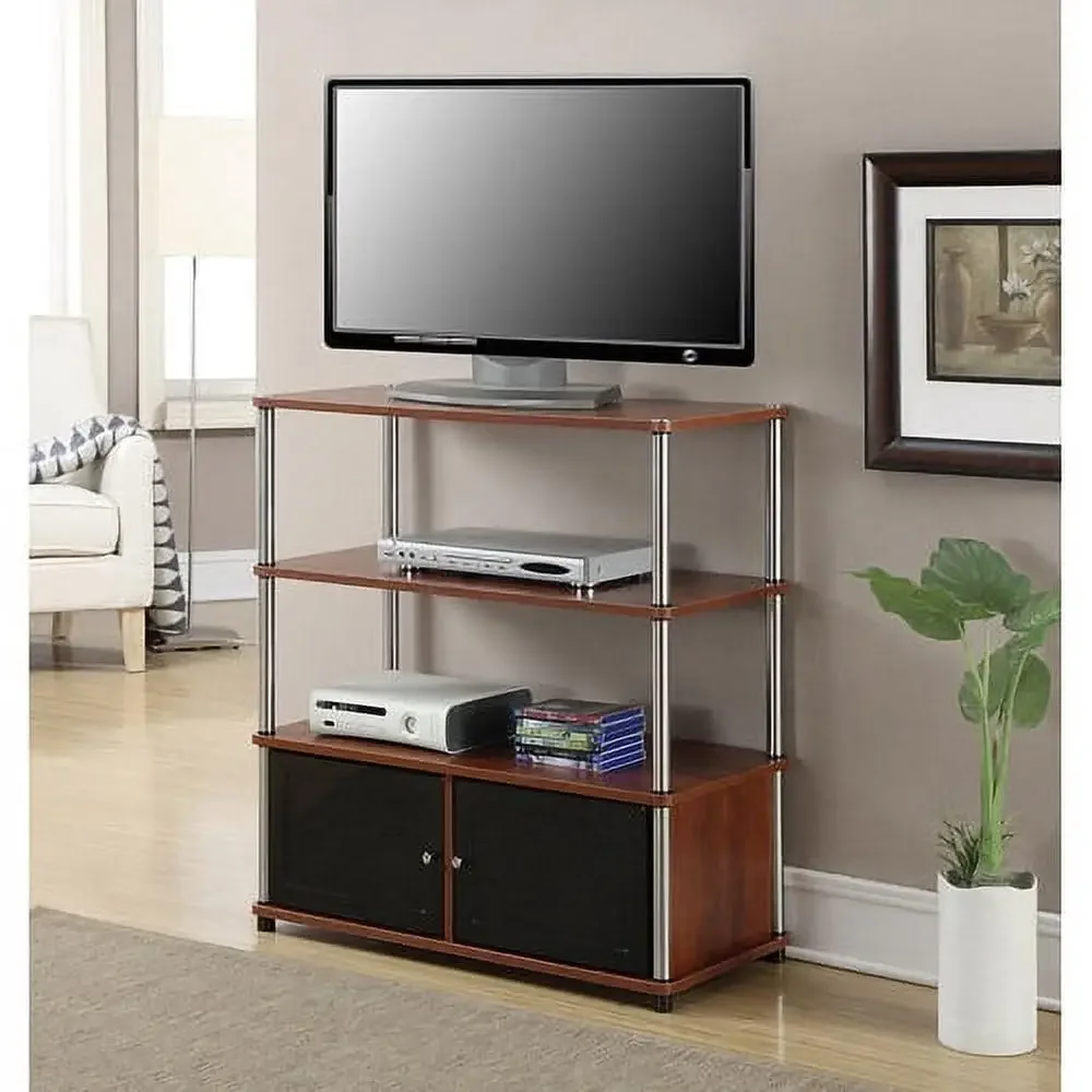 Highboy TV Stand Particle Board Melamine Veneer Stainless Steel 60lb Capacity 37