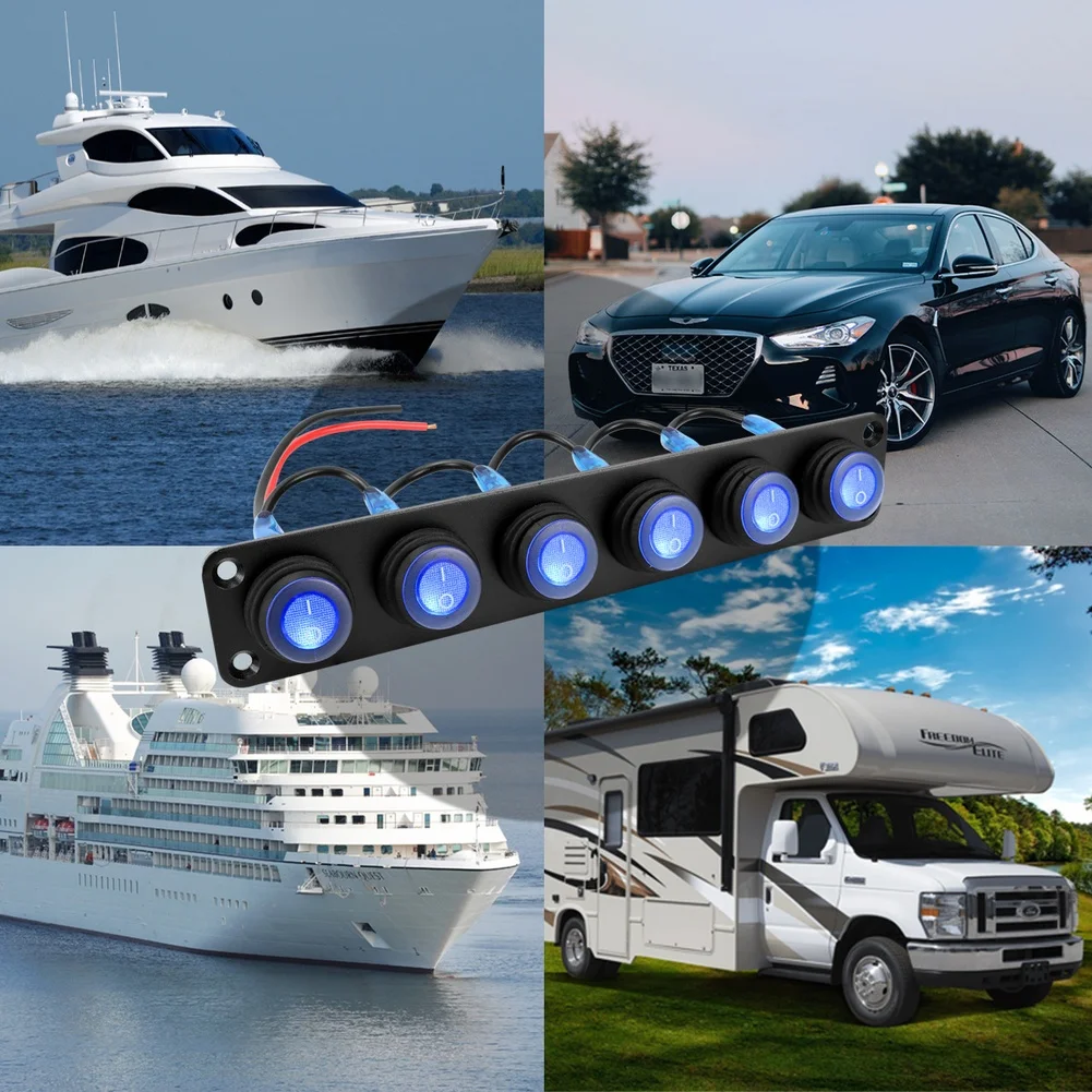 

Водонепроницаемая круглая панель кулисного переключателя, 6-позиционная со светодиодной подсветкой, подходящая для морских автодомов и автомобилей. Для использования.