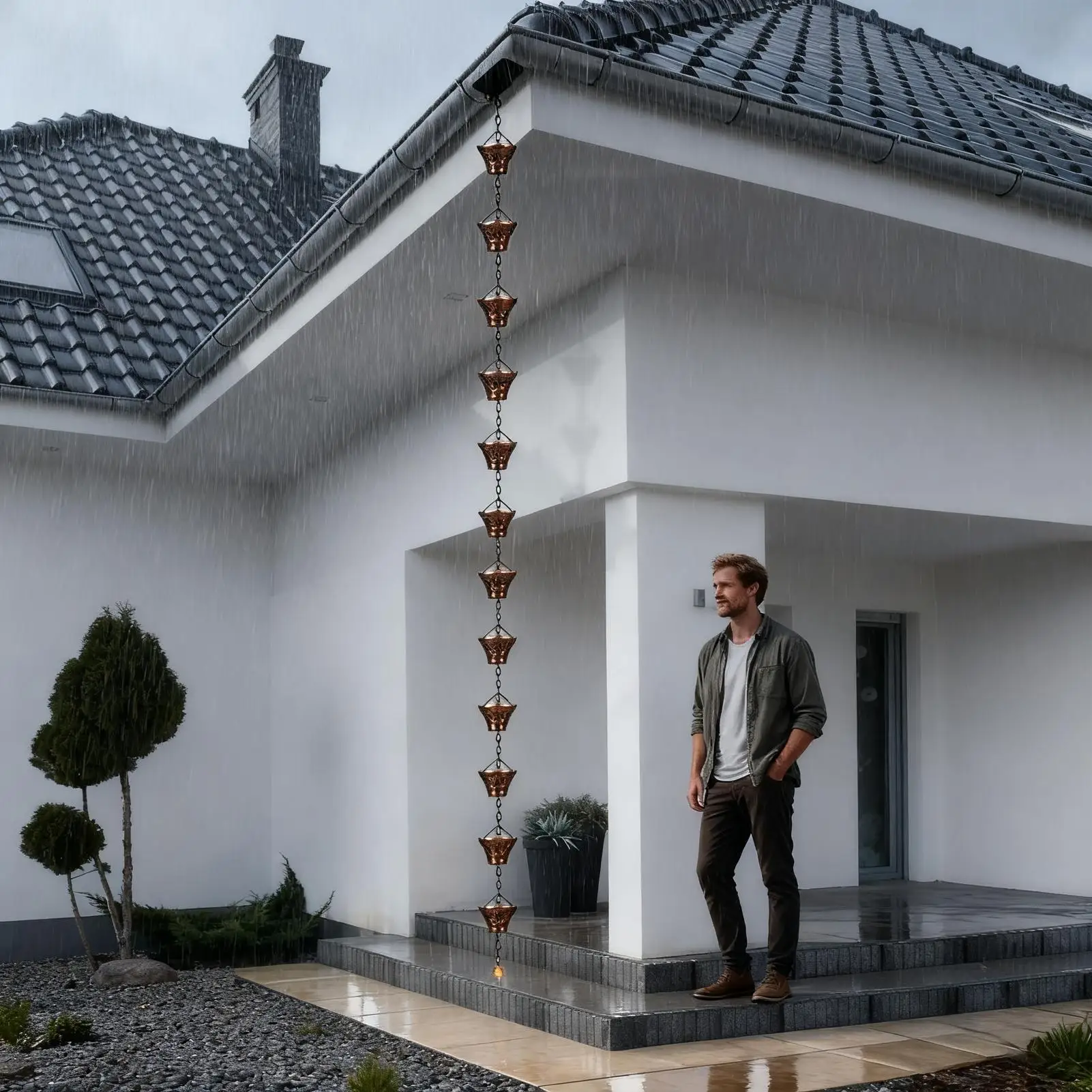 

Цепь для ловли дождя, 9 футов, медный удлинитель для слива водосточной трубы, 12 чашек, медная цепь от дождя для дома, сада, уличной беседки, навес на крыше