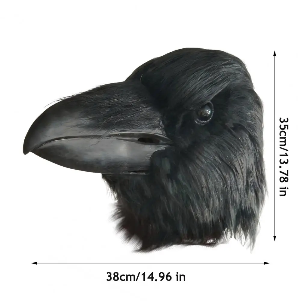 Halloween Crow Mask, Realistic Plush Bird Full Head Latex Mask, Vintage Steampunk Cosplay Costume, Long Beak Mask - view 6