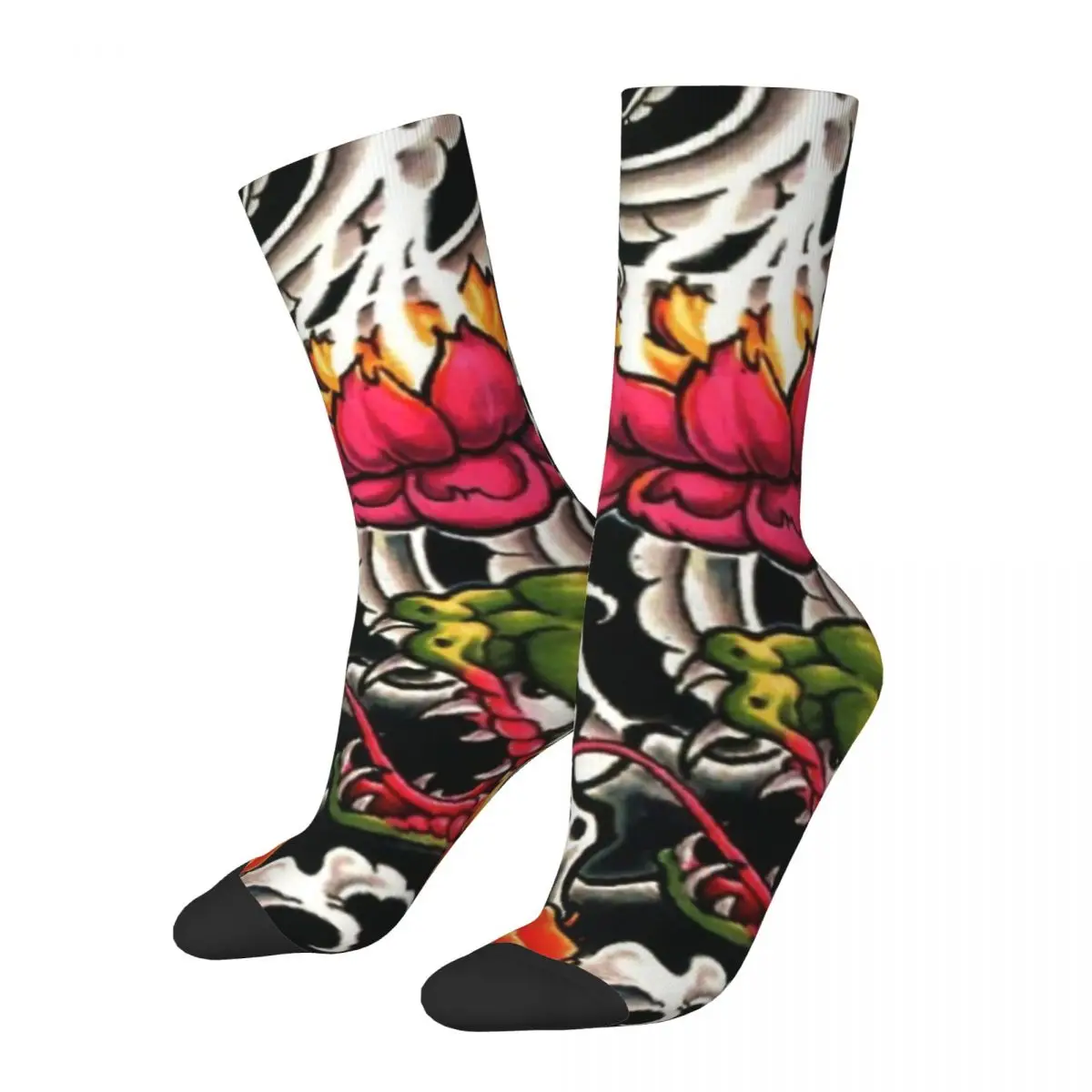 Funny Crazy Compression Sock for Men Snack Hip Hop Harajuku Tatto Happy Quality Pattern Printed Boys Crew Sock Novelty Gift