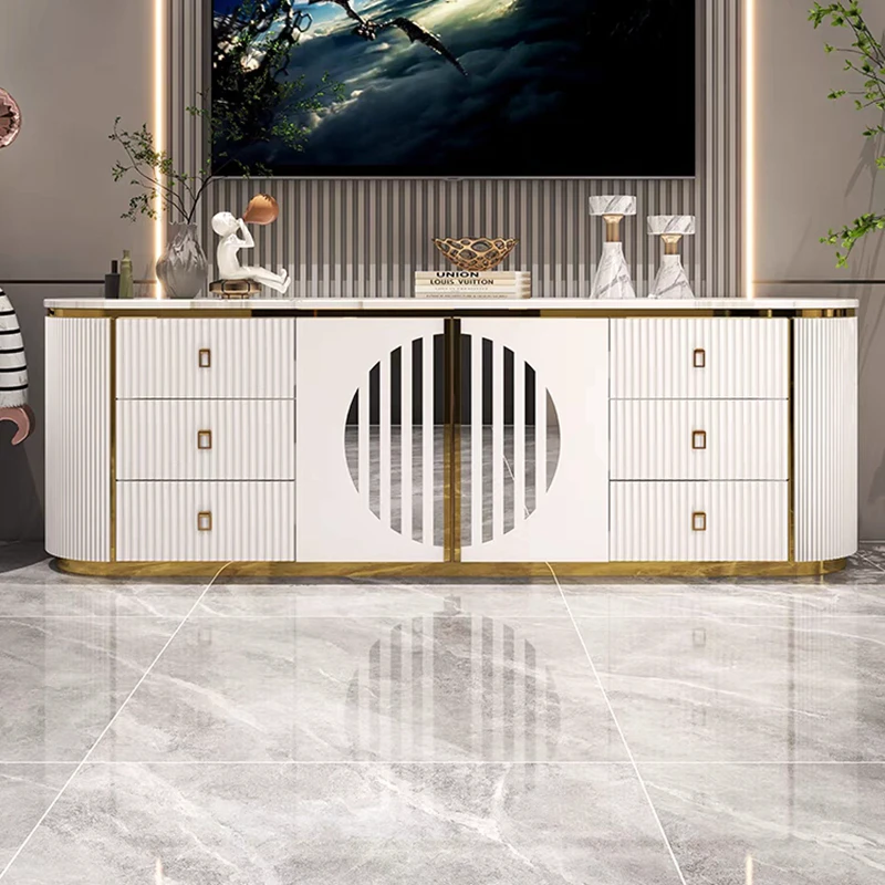 Marble Table TV Stand for Living Room, Modern Storage Cabinet, Simple Home Furniture, Luxury