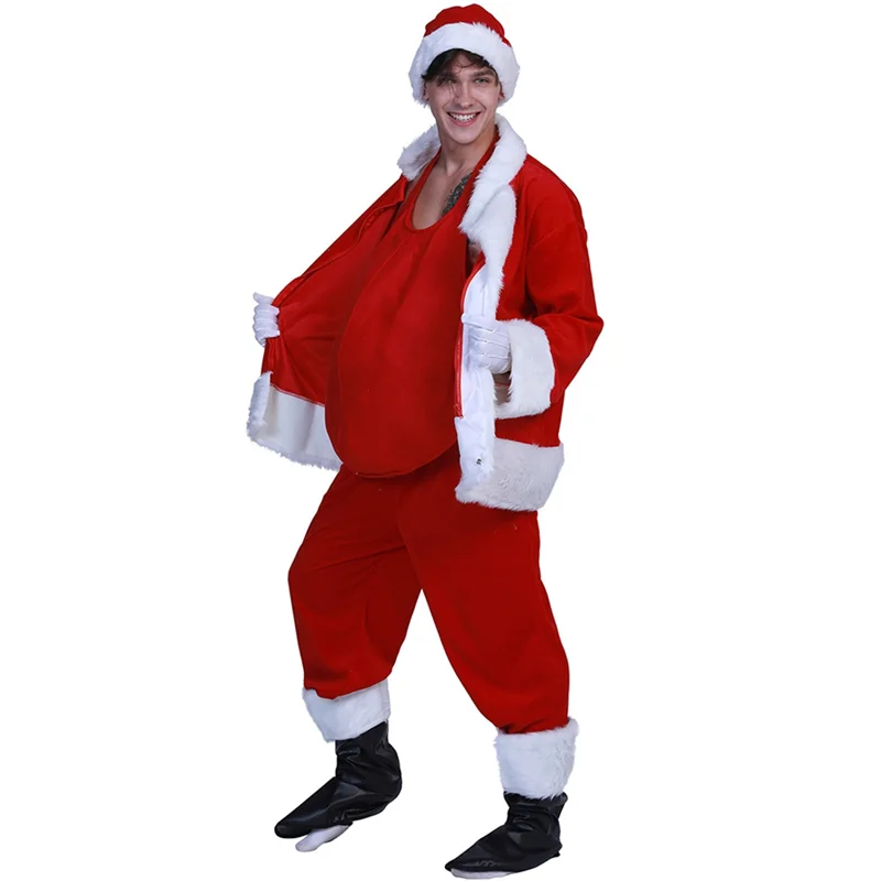 Funny Unisex Santa Claus Fake Belly Christmas Stage Show Props Accessories Dress Up Cosplay Christmas Party Stuff,White