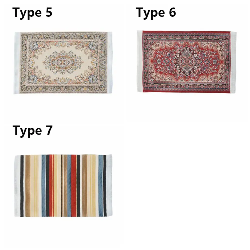 Alfombra tejida en miniatura de estilo turco, revestimientos de suelo para casa de juegos, alfombra para casa de muñecas, accesorios para muñecas a escala 1:12