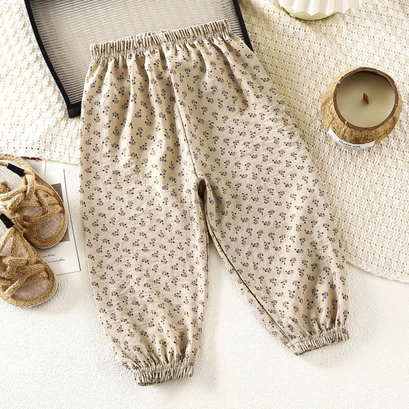 Niños, niñas, bebés, pantalones frescos de verano, pantalones casuales, nuevo producto 2025, pantalones deportivos de secado rápido de seda helada antimosquitos de verano