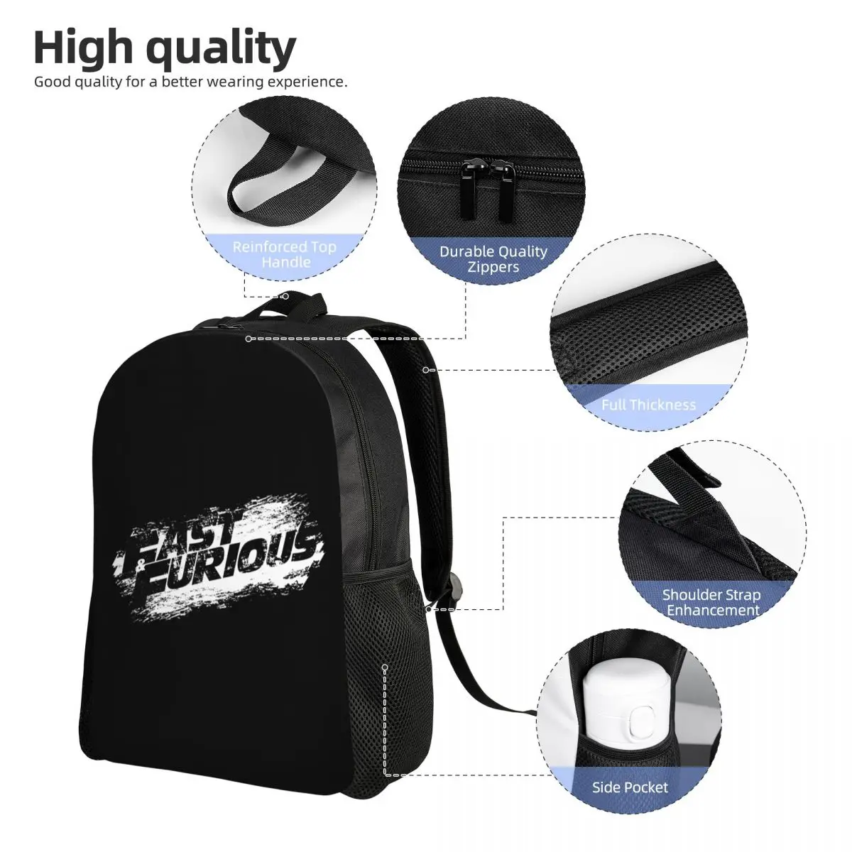 حقيبة ظهر Fast & Furious 9 ذات سعة كبيرة للأولاد والبنات حقيبة كتب مدرسية حقائب كتف للرجال والنساء