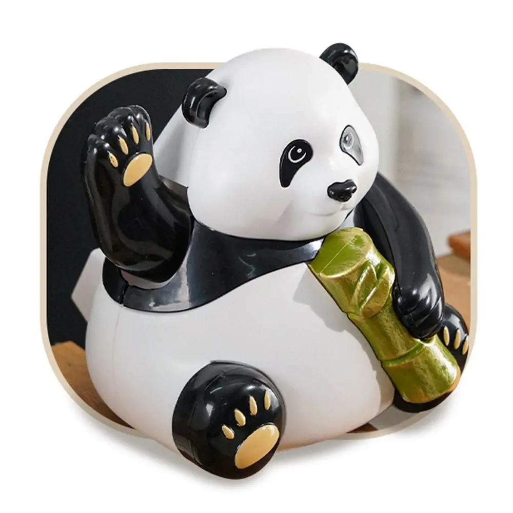 Automatic Wave Hands Panda Toys Bamboo Cartoon Simulation Panda Model Desktop Ornament Handcrafts Solar Power Wave Hands Toys