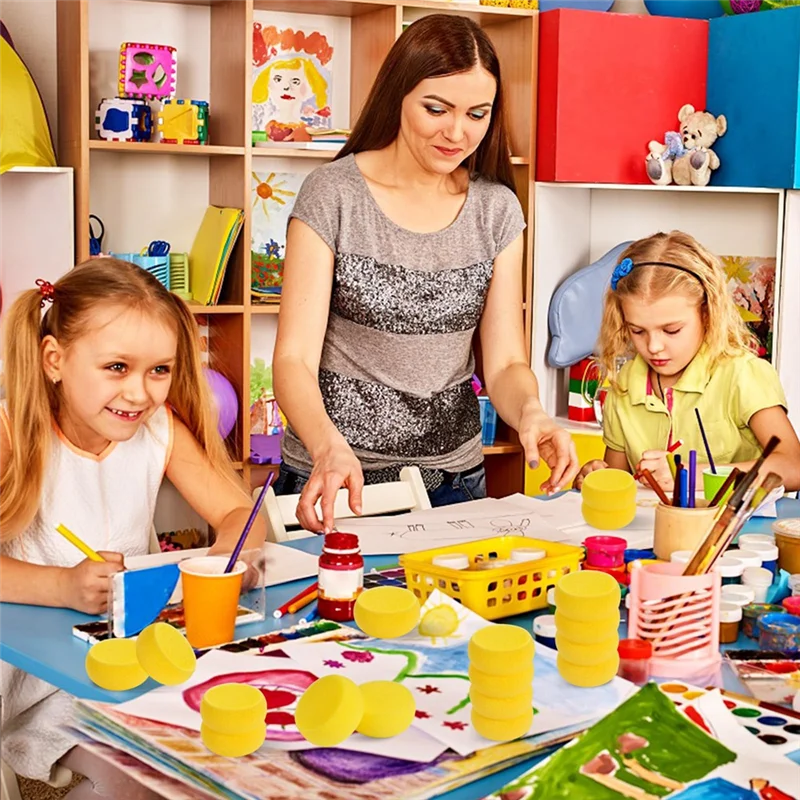 70 шт. круглая губка для рисования 3 дюйма желтая синтетическая губка акварель художественная губка для рисования, керамическая глина художественные ремесла прочная