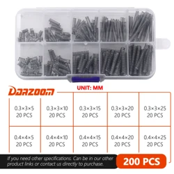 200pcs 10 크기 0.3/0.4mm 압축 스프링 모음 키트, 수리를위한 미니 304 스테인레스 스틸 스프링, 5 ~ 25mm 길이