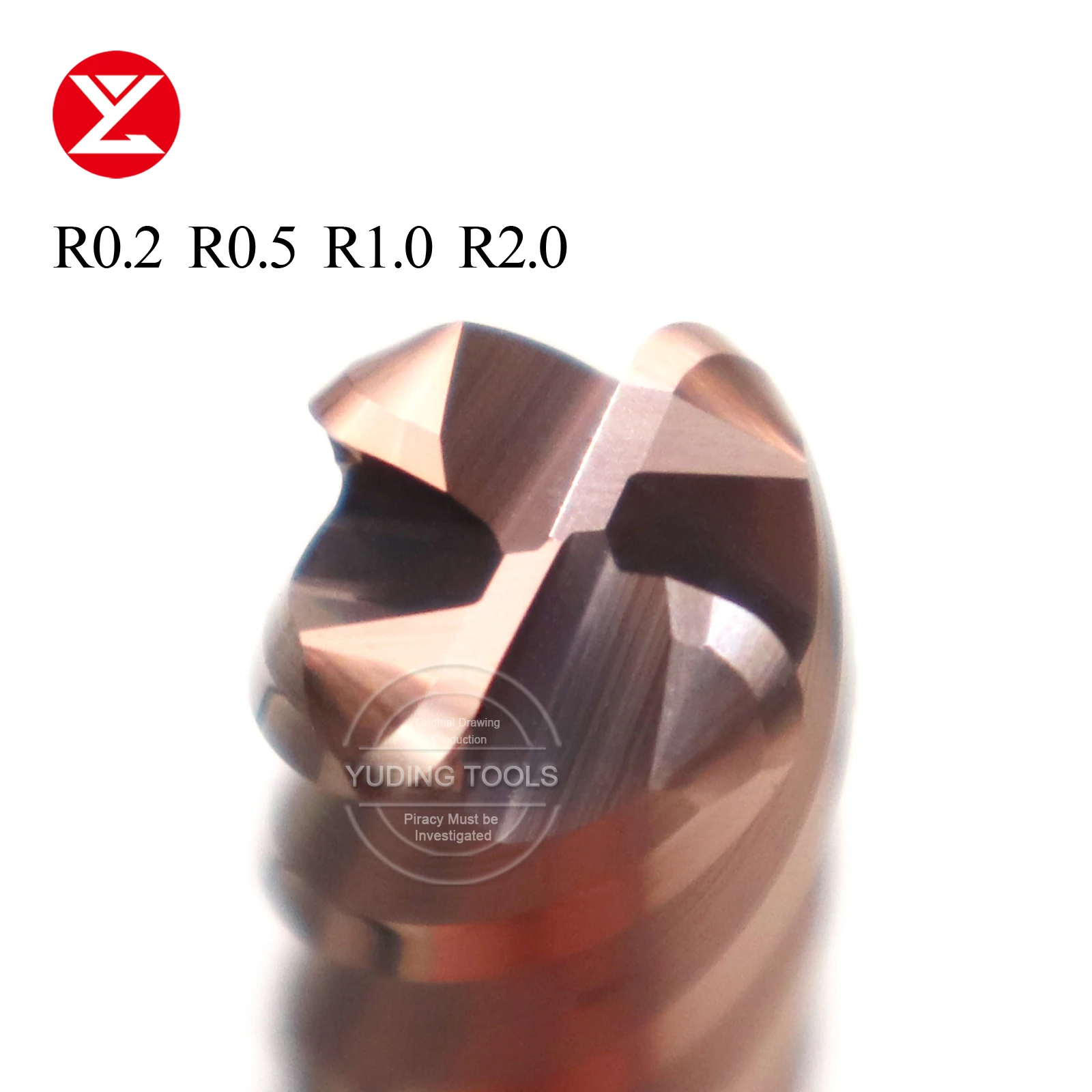 CNC HRC63 4F Bull Nose Solid Carbide Endmill With Radio Corner For Steel Alloy Steel Stainless Steel Hardened steel Cast Iron