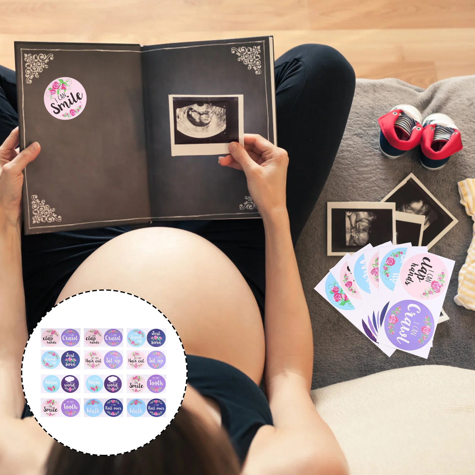 

24 Pcs Baby Milestone Stickers Newborn Girls Decal Photo Props for Flowers Infant