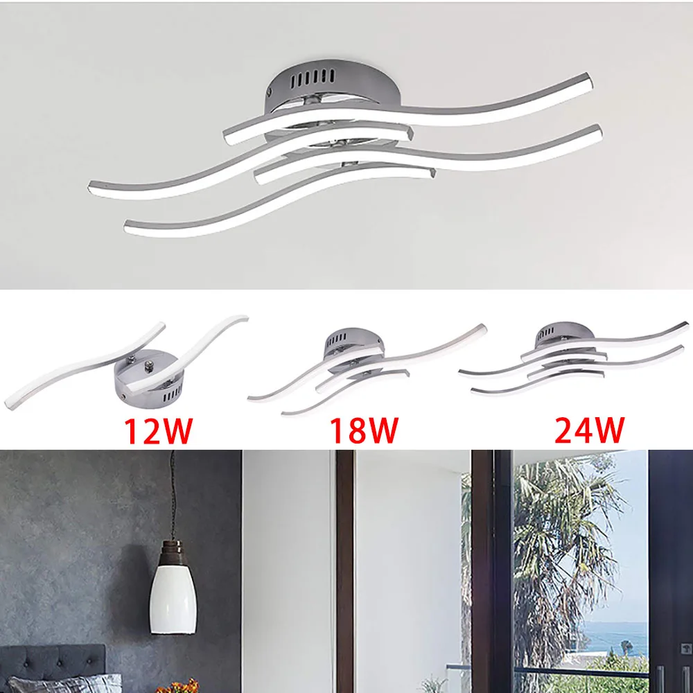 

AC85-265V 12W 18W 24W Modern LED Ceiling Lamp Aluminium Wave Shape Ceiling Light for Bedroom Kitchen Living Room Decoration