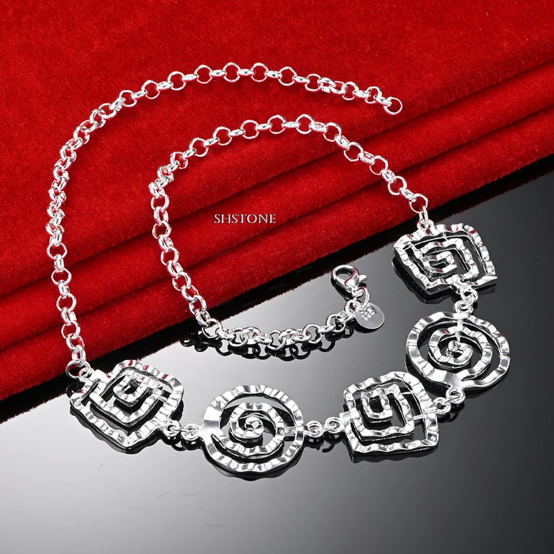 Hot 925 Sterling Silver Chain Accessories Spiricle Pattern Pendant Necklace For Woman Wedding Party Birthday Fashion Jewelry