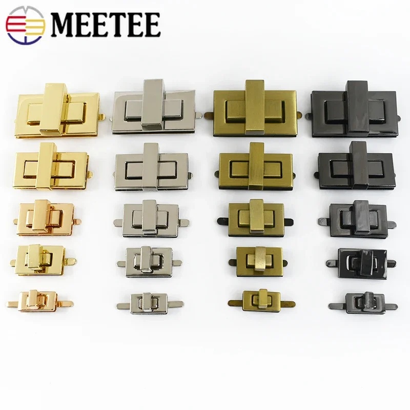 Meetee 2/5Pcs 21/27/32/44/52mm Metal Turn Twist Lock Buckle Handbag Rotary Buckles Hardware Closure Locks Clasp Part Accessory