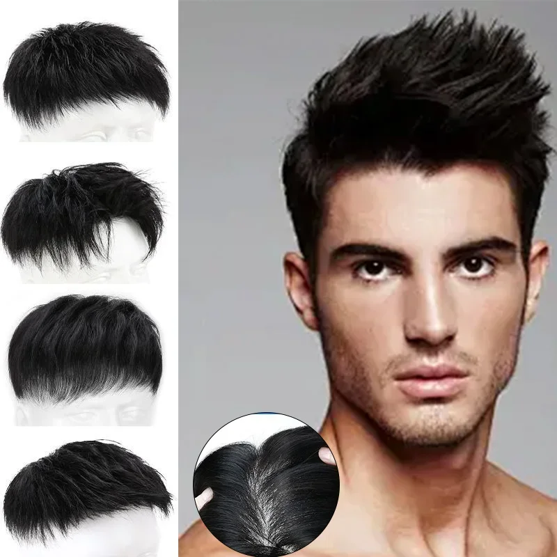 Machine Toupee for Men Swiss Lace  Human Hair Wigs Clips on Hair 100% Real Human Hair System Replacements Natural Color