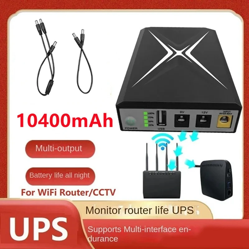 10400Mah DC UPS Uninterrupted Supply Router 9V 12V 18W Battery Backup Mini UPS USB Wifi Router For CCTV Power Supply Easy To Use