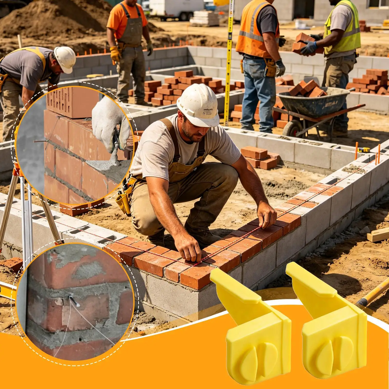 2Pcs Masons Mate Builders Line Corner Brackets Masonry String Line Holder Ancho Tool Brick Wall Laying Alignment For Bricklayer