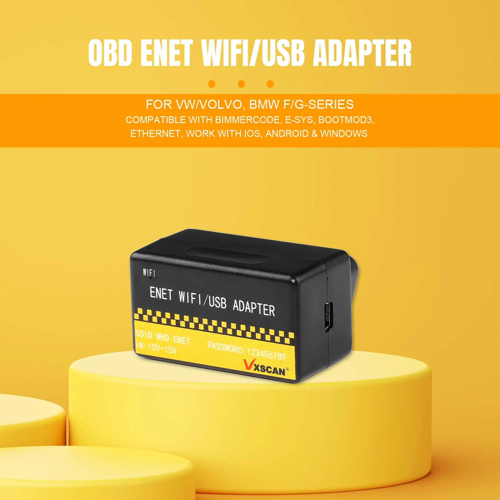 VXSCAN OBD ENET WIFI/USB Adapter DOIP For VW/VOLVO /BMW F/G-series for BimmerCode E-SYS Bootmod3 Ethernet Work with iOS Android