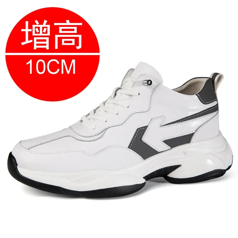 Elevator shoes for man height increase 8cm 2024 luxury brand sneaker genuine leather men\'s hidden heels taller casual shoe