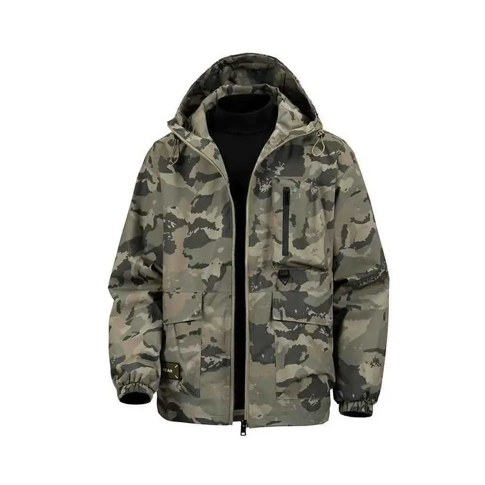 

New 2026 Men's Camouflage Jacket With Hood Fashionable Waterproof Autumn Winter Warm Sport Style Casual Outerwear Coat