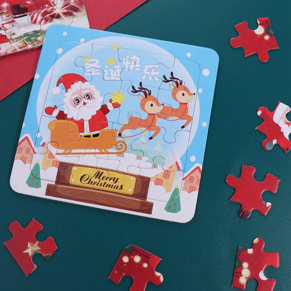 Świąteczne puzzle, ręcznie robione puzzle, puzzle 3D, puzzle 3D Świętego Mikołaja, puzzle do składania Świętego Mikołaja, puzzle dla dzieci z motywem Świętego Mikołaja z kreskówek.