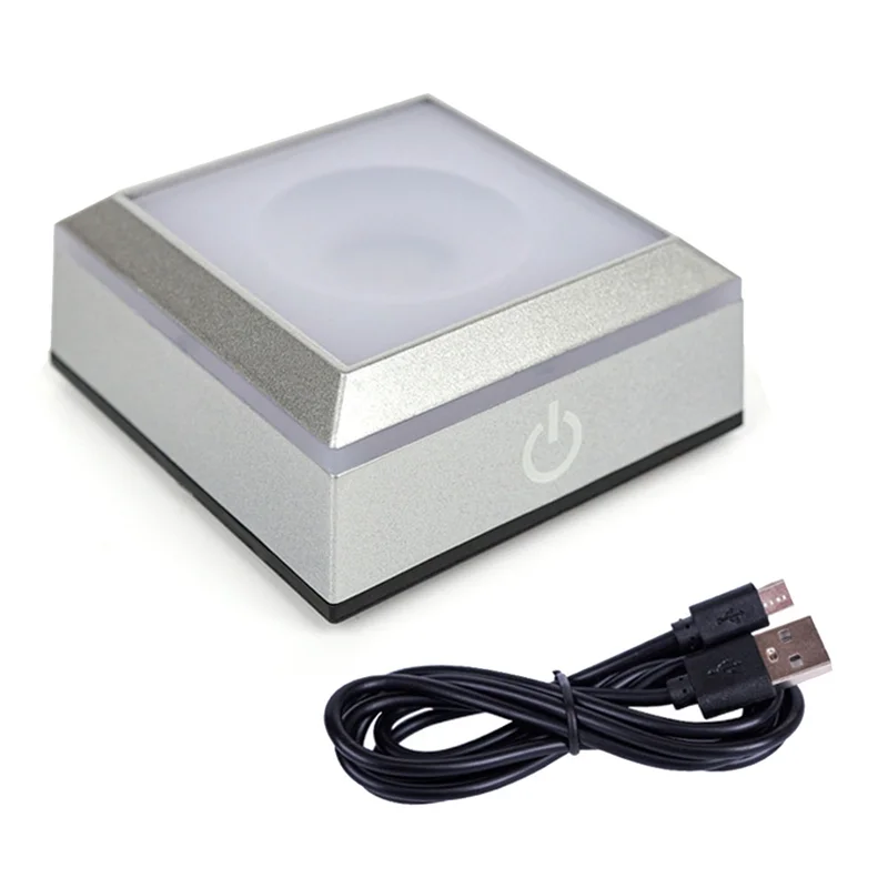B17C LED Lamp Base Display Stand Inner Carved Crystal Cube Lamp Base Suitable For Crystal Ball Display Stand A