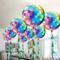6pcs 22 inch 4D mirror disco balloon set retro metalic multi-color silver gold disco birthday decoration aluminum foil balloons