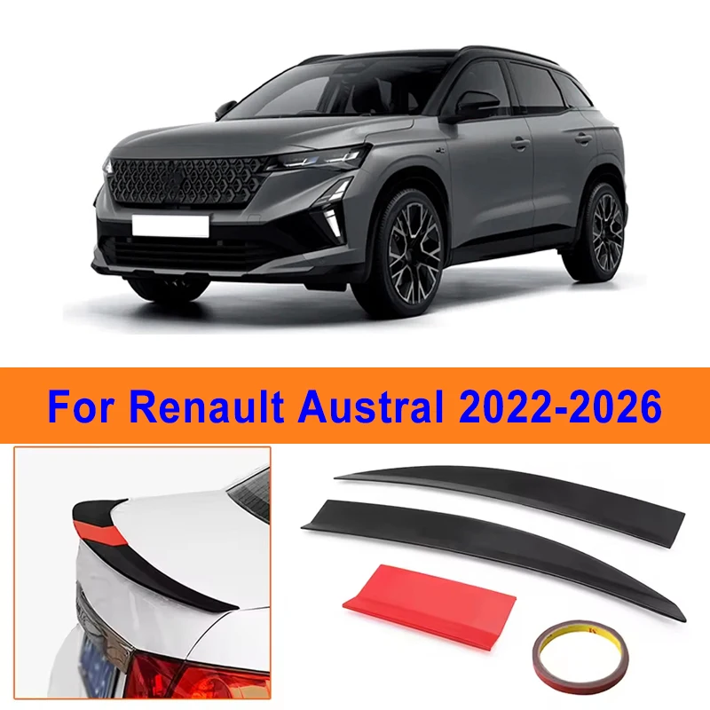 

For Renault Austral 2022-2026 3-Section ABS Rear Trunk Spoiler 115-125cm Adjustable Sports Decor Top Wing Car Exterior Parts