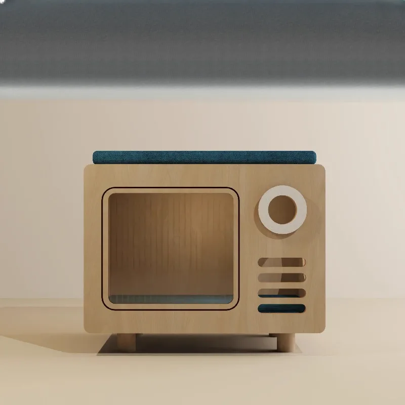 

Furniture Retro Wind Cat Nest Shoe Change Stool Human Cat Sharing Four Seasons Universal Cat House Closed Security