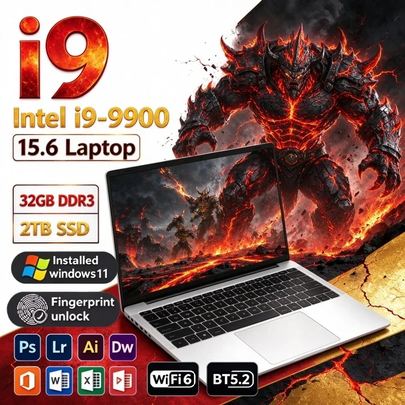 2026 Hot New 15.6" Premium Laptop Intel i9-9900 120Hz FHD IPS 16/32GB RAM 2TB SSD Win11 Daily Work Notebook