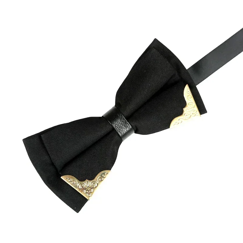 Fan black gold-rimmed bow tie, male groom and best man, dressed in Korean wedding stage, red bow tie