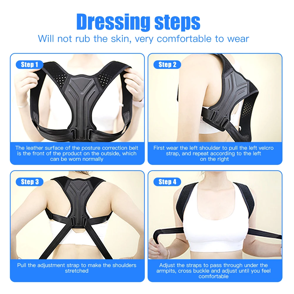 1Pcs Verstelbare Houding Corrector Corset Sleutelbeen Wervelkolom Houdingscorrectie Rugondersteuning Riem Comfortabele Zachte Strip Corrector