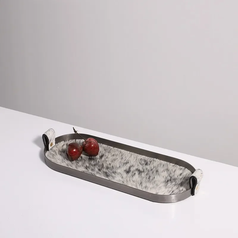Light luxury hotel living room horse hair oval lace tray model room sales office cloakroom desktop storage ornament