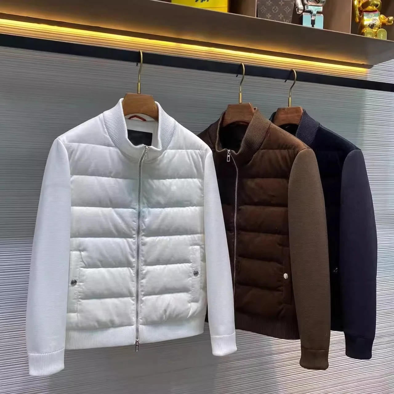 Italian LP old money style men's corduroy splicing down jacket