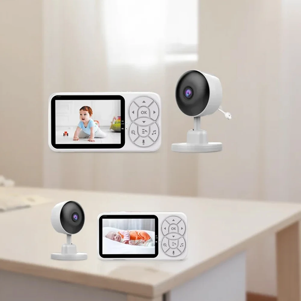 DANMINI C4 Wireless Baby Monitor 2.4G Smart Home Security Camera Night Vision Monitor 3.5-inch Full-Color RGB Night Light LED