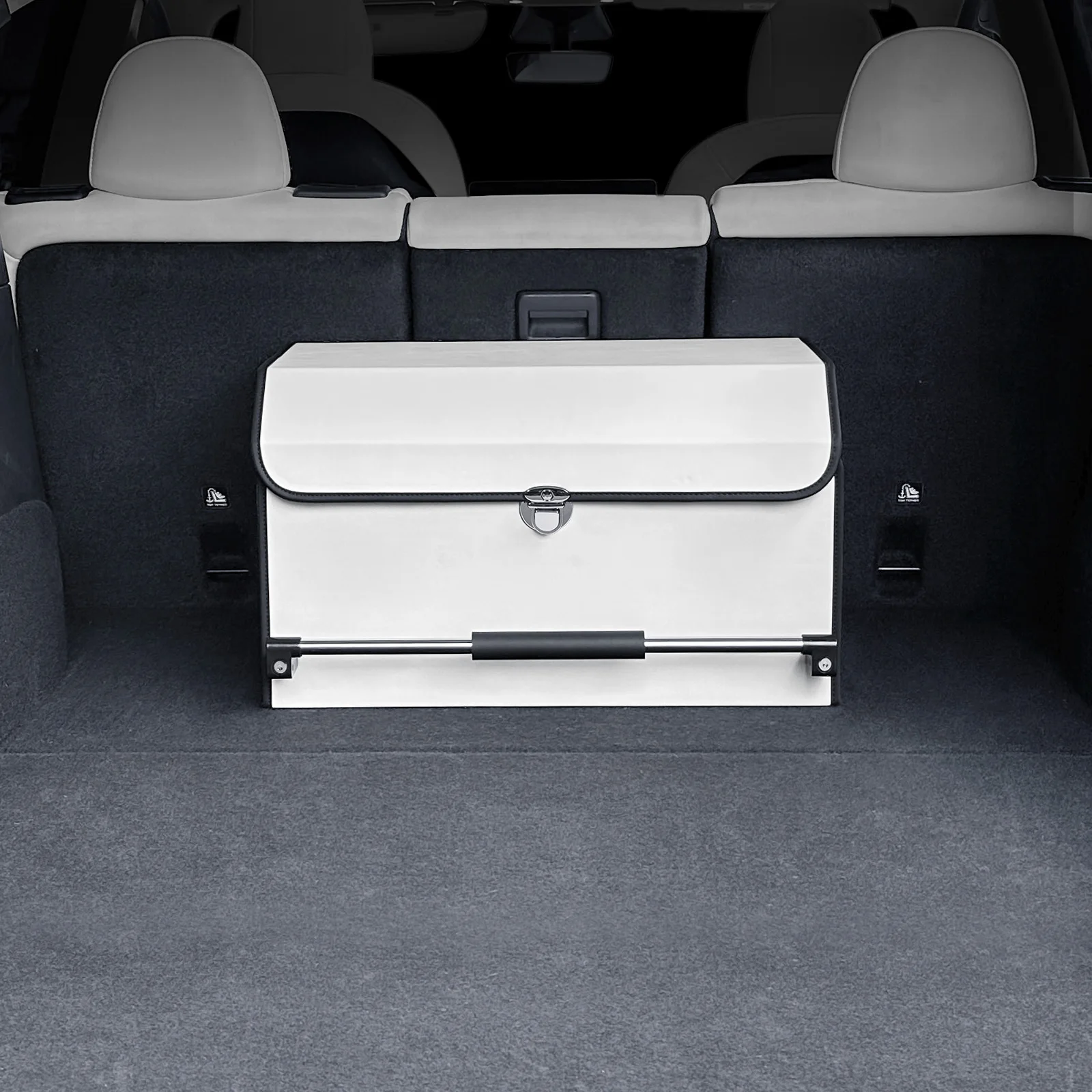 Car Trunk Organizer SUV Leather Car Organizers and Storage with lid & Sturdy Handle Waterproof Hard Car Trunk Storage Box