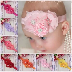 1 pz Vintage neonato Shabby Flower fascia elastica in Chiffon floreale fascia per capelli bambini ragazze accessori per capelli puntelli per foto