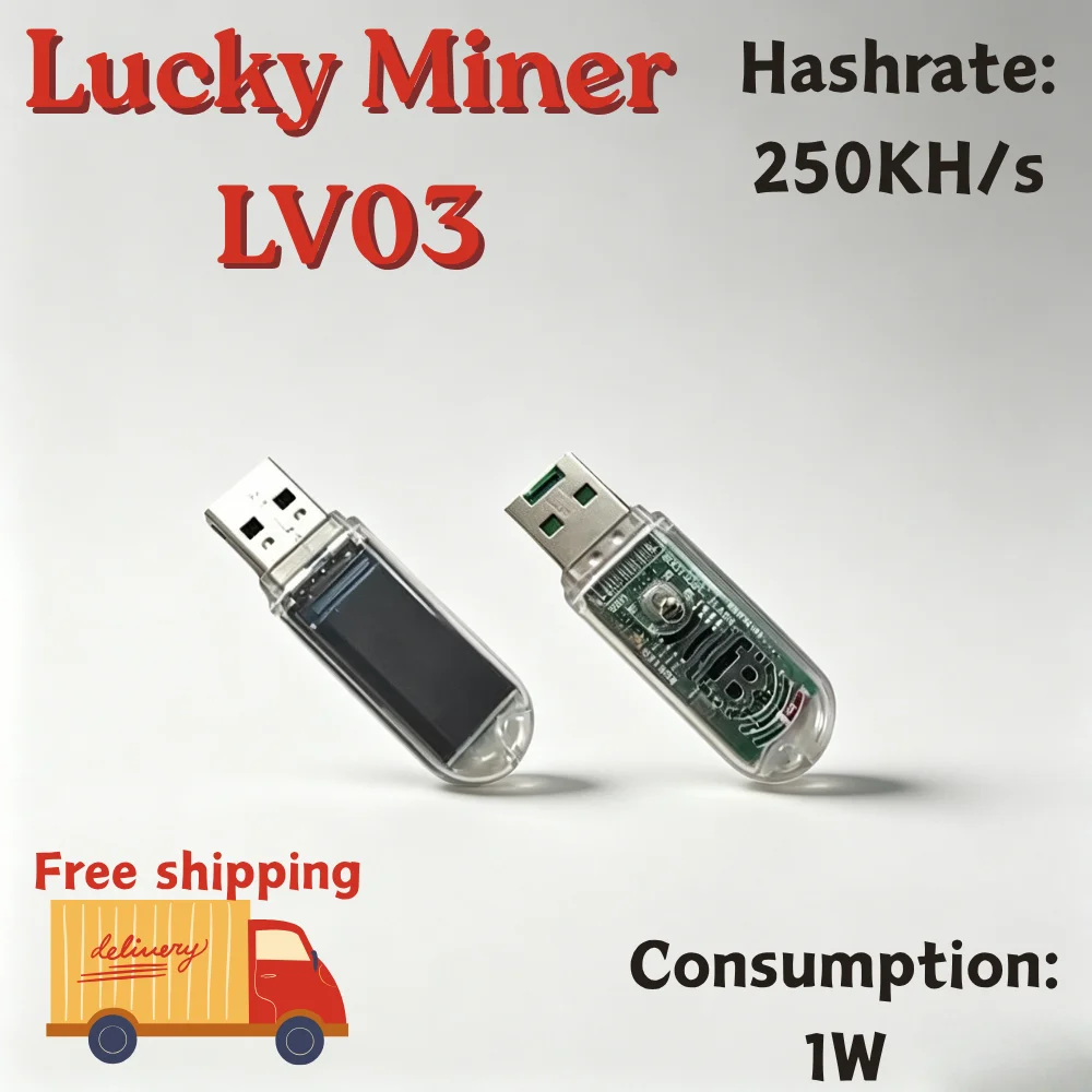 

Lucky Miner LV03 250KH/s USB BTC Solo Lottery ASIC Miner, NerdMiner V2 Style Silent SHA256 Crypto Mining Device for Home Desktop