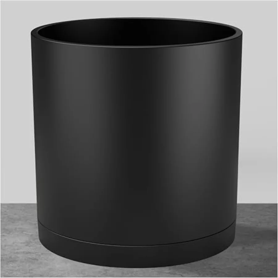 

Modern Cylinder Planter, Thick-Walled Plastic Plant Pot with Draage Holes and Detachable Saucer,,Ideal for door and Outdoor Pla