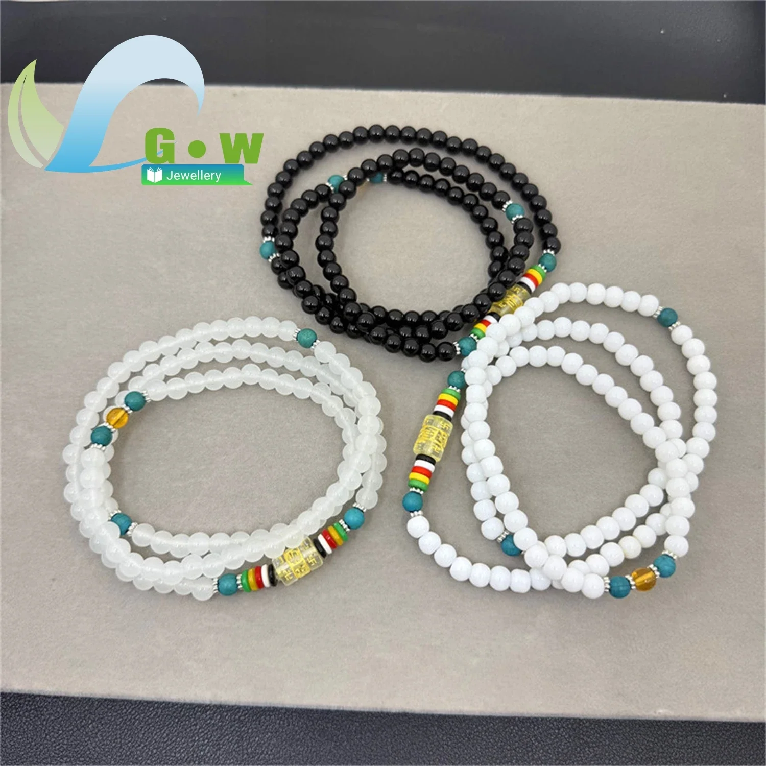 Natural White Jade Buddhist Beads 108 Count Multi Loop Bracelet Six Sacred Mantra Carved Prayer Necklace Yoga Meditation Healing