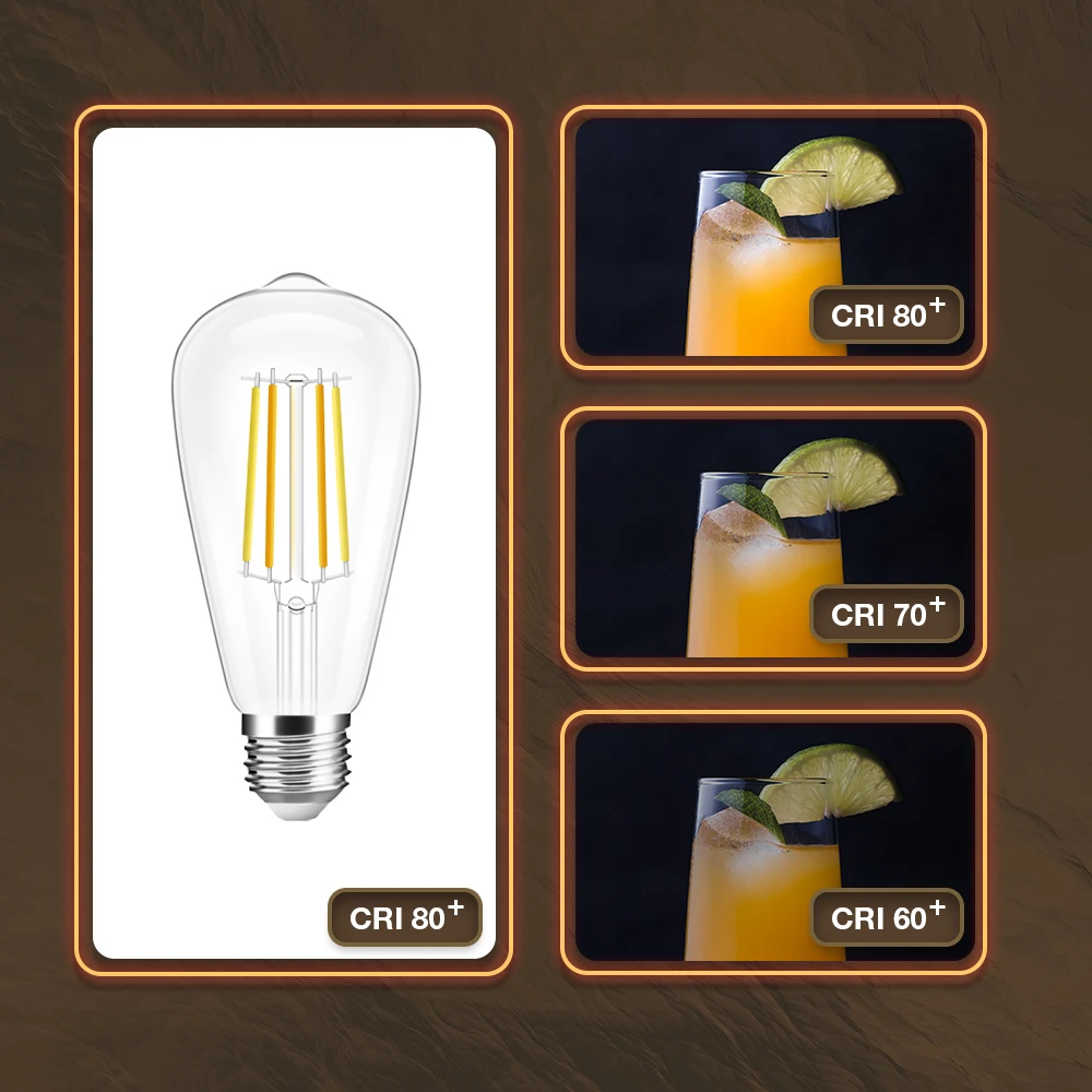 2pcs ST64 E27 Smart WiFi Filament Bulb Retro Style LED Lamp CozyLife APP Dimmable Lighting Smart Life Alexa Google Voice Control